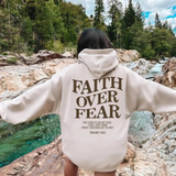 Faith Over Fear Hoodie – Inspirational Christian Pullover Hoodie for Men & Women Casual Streetwear Sweatshirt