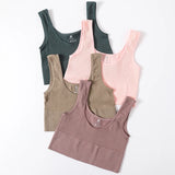 Women’s Seamless Ribbed Bra Crop Top – Wireless Sports Camisole