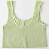Women’s Seamless Ribbed Bra Crop Top – Wireless Sports Camisole