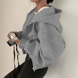 Women’s Cropped Zip-Up Hoodie – Casual Y2K Sweatshirt