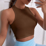 Women’s Seamless Ribbed Crop Tank Top – Slim Fit Quick-Dry Fitness Vest