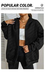 Women’s Oversized Zip-Up Hoodie – Relaxed Fit Streetwear Jacket