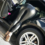 Women’s High Waist PU Leather Leggings – Slim Fit Hip Lift Tights