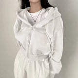 Women’s Cropped Zip-Up Hoodie – Casual Y2K Sweatshirt