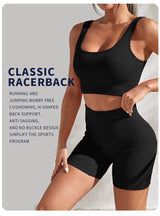 Women’s Ribbed Seamless Gym Set – Crop Tank & High Waist Shorts