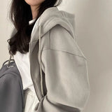 Women’s Cropped Zip-Up Hoodie – Casual Y2K Sweatshirt