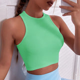 Women’s Seamless Ribbed Crop Tank Top – Slim Fit Quick-Dry Fitness Vest