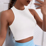 Women’s Seamless Ribbed Crop Tank Top – Slim Fit Quick-Dry Fitness Vest