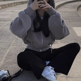 Women’s Cropped Zip-Up Hoodie – Casual Y2K Sweatshirt