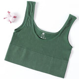 Women’s Seamless Ribbed Bra Crop Top – Wireless Sports Camisole