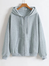 Women’s Oversized Zip-Up Hoodie – Relaxed Fit Streetwear Jacket