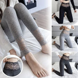 Women’s Lace Trim High Waist Leggings – Slim Fit Shaping Tights
