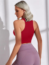 Women’s Seamless Ribbed Crop Tank Top – Slim Fit Quick-Dry Fitness Vest