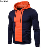 2026 Men's Fleece Hoodies Fashion Patchwork Big Pocket Casual Hooded Tops Men Hip Hop Sweatshirts Classic Color Block Pullovers