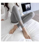 Women’s Lace Trim High Waist Leggings – Slim Fit Shaping Tights