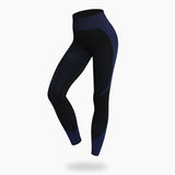 Black and blue leggings on a white background