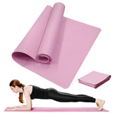 Pink 4mm EVA yoga mat by Athletic Sanctuary with a person in a plank position on a white background, ideal for exercise and Pilates.