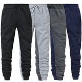 Four pairs of Athletic Sanctuary men's sports jogger sweatpants in black, gray, and navy on a white background.
