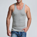 Plus-size men's athletic tank top by Athletic Sanctuary, breathable stretchy gym undershirt in solid color, ideal for youth fitness.