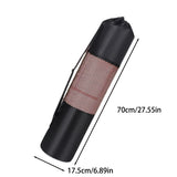Black and pink drawstring bag with measurements on a white background