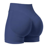 Blue athletic shorts on a white background