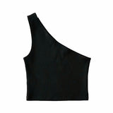 Women’s One-Shoulder Crop Top – Slim Fit Sleeveless Summer Tank