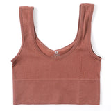 Women’s Seamless Ribbed Bra Crop Top – Wireless Sports Camisole