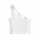 Women’s One-Shoulder Crop Top – Slim Fit Sleeveless Summer Tank