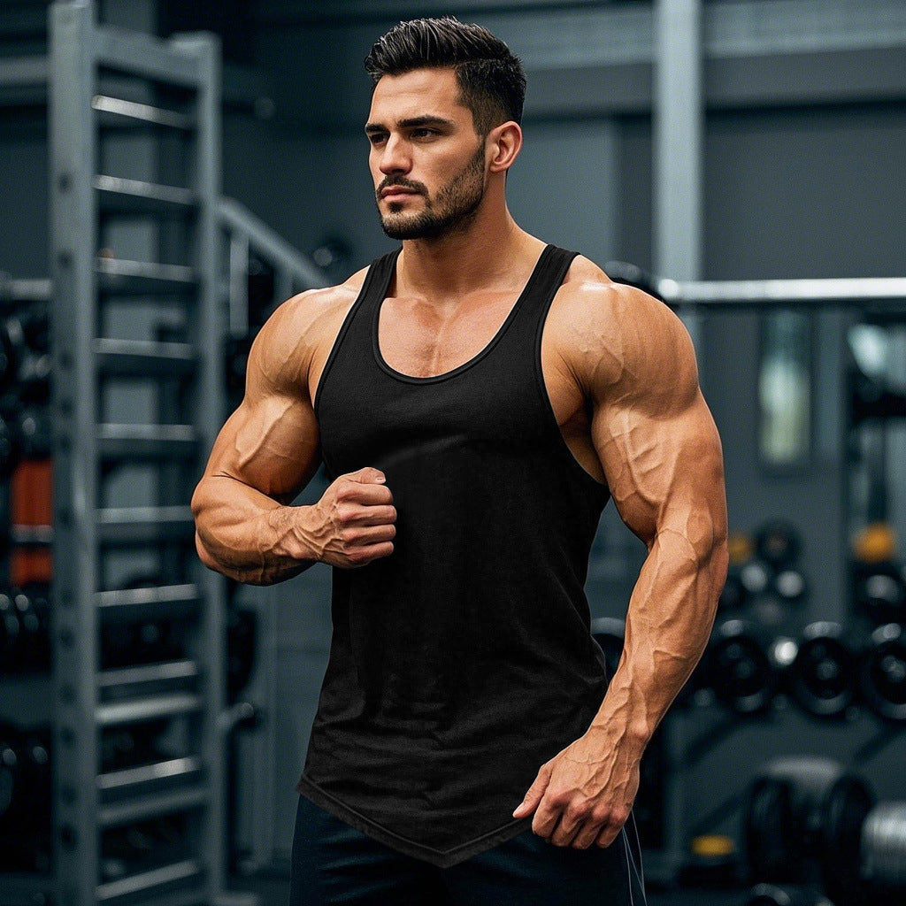 Men's summer sleeveless vest by Athletic Sanctuary, quick-dry breathable fitness T-shirt with pockets for gym and running training.