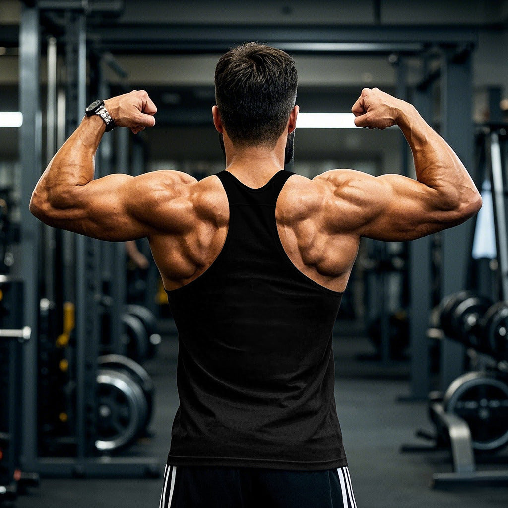 Men's summer sleeveless vest by Athletic Sanctuary, quick-dry breathable fitness T-shirt with pockets for gym and running activities.