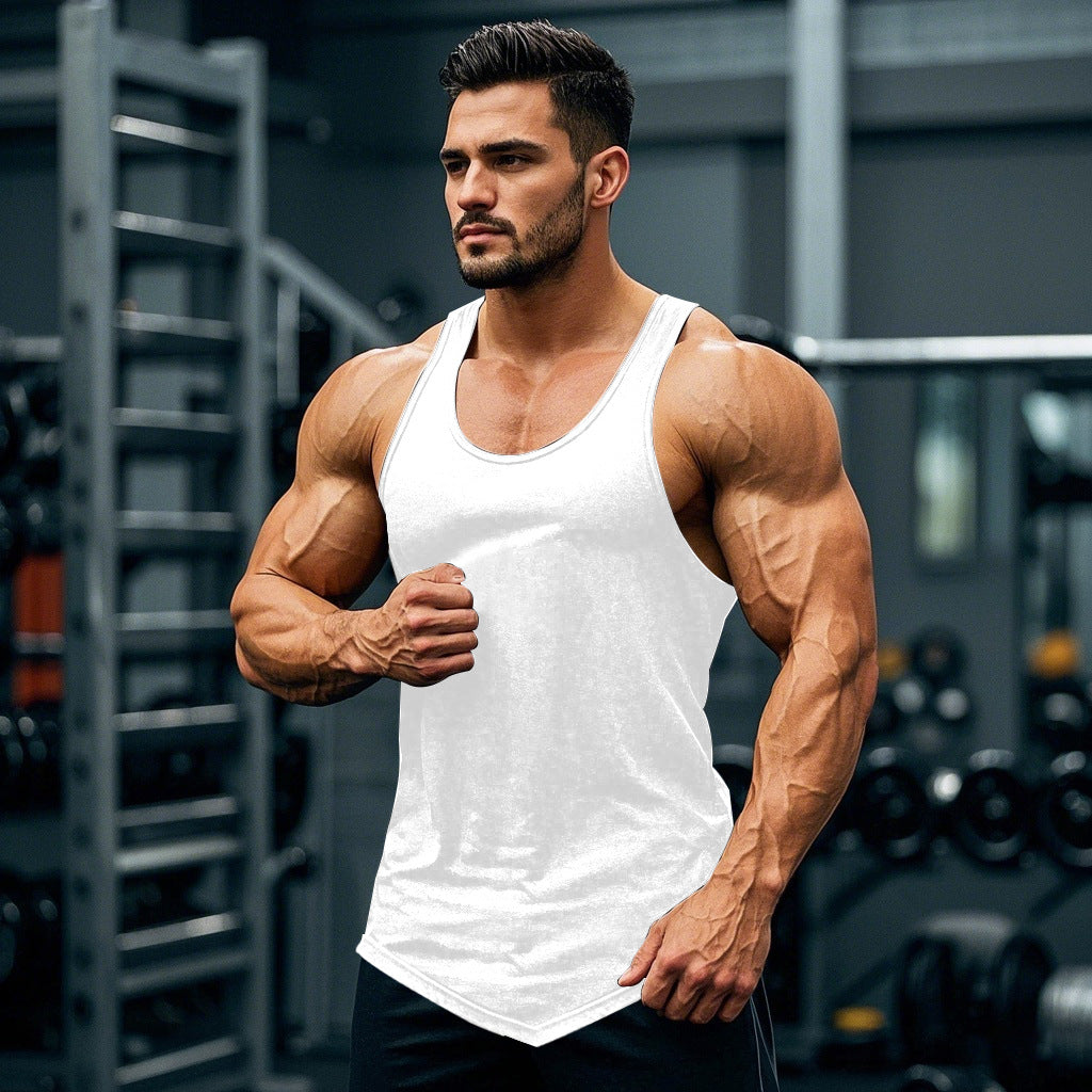 Men's summer sleeveless vest by Athletic Sanctuary, quick-dry breathable fitness T-shirt with pockets for gym and running training.