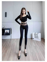 Women’s Lace Trim High Waist Leggings – Slim Fit Shaping Tights