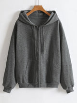 Women’s Oversized Zip-Up Hoodie – Relaxed Fit Streetwear Jacket