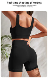 Women’s Ribbed Seamless Gym Set – Crop Tank & High Waist Shorts