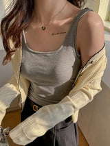 Backless Tank Tops with Built in Bra Women Summer White Sexy Square Neck Sleeveless Tops Ladies Black Camisole Tanks