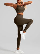 Women’s Seamless Gym Set – High Waist Booty Lift Leggings & Sports Bra