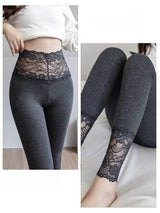 Women’s Lace Trim High Waist Leggings – Slim Fit Shaping Tights