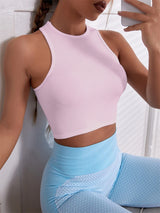 Women’s Seamless Ribbed Crop Tank Top – Slim Fit Quick-Dry Fitness Vest