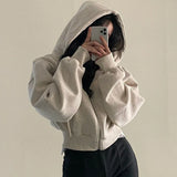 Women’s Cropped Zip-Up Hoodie – Casual Y2K Sweatshirt
