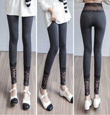 Women’s Lace Trim High Waist Leggings – Slim Fit Shaping Tights