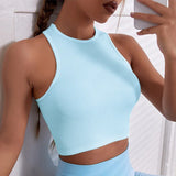 Women’s Seamless Ribbed Crop Tank Top – Slim Fit Quick-Dry Fitness Vest