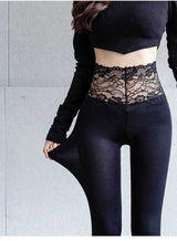 Women’s Lace Trim High Waist Leggings – Slim Fit Shaping Tights