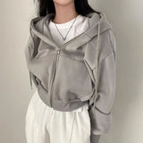 Women’s Cropped Zip-Up Hoodie – Casual Y2K Sweatshirt