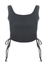 Ruched Sleeveless Tank Tops Tees Women Solid Casual Fashion Crop Top Ladies High Street Tie Up Croptop Summer Fitness