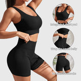 Women’s Ribbed Seamless Gym Set – Crop Tank & High Waist Shorts