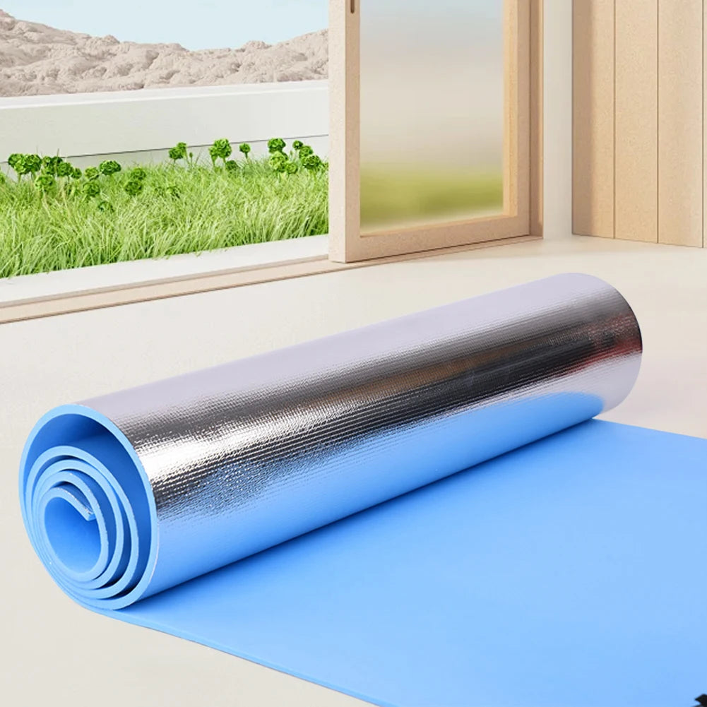 Athletic Sanctuary 10mm EVA yoga mat used for stretching and Pilates, featuring a thick, anti-slip surface for exercise and camping.