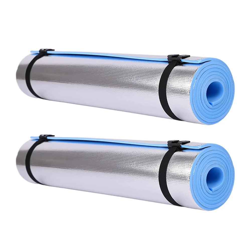 Athletic Sanctuary 10MM EVA yoga mat with thick, anti-slip surface for exercise and camping, shown rolled out on a wooden floor.