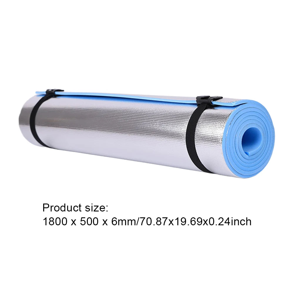 Athletic Sanctuary 10mm EVA yoga mat with thick, anti-slip surface for exercise and camping, shown rolled out on a wooden floor
