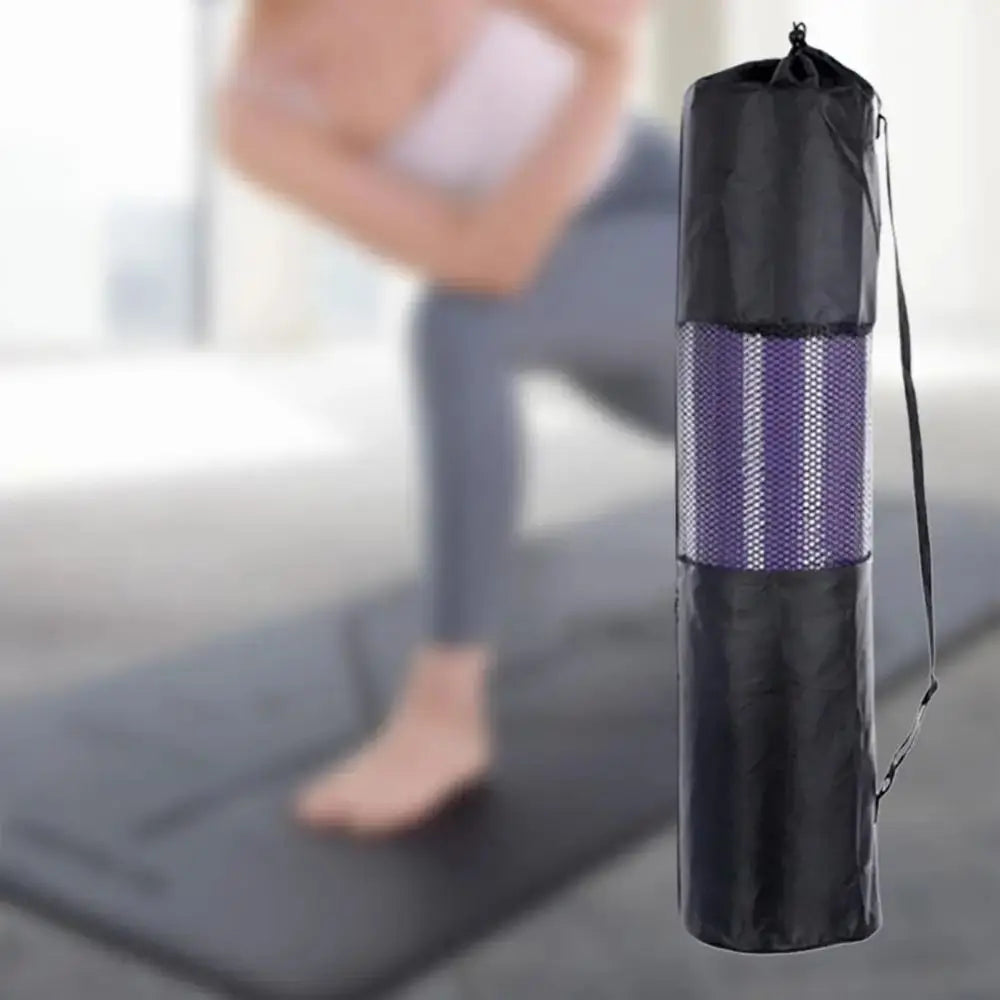 Portable Athletic Sanctuary yoga mat bag with breathable mesh design and adjustable strap for easy carrying.
