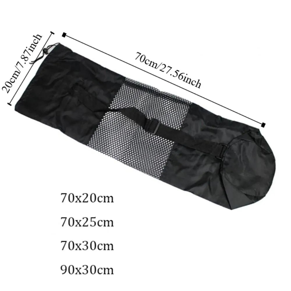 Athletic Sanctuary portable yoga mat bag with breathable mesh carrier and strap, designed for easy transport and storage of yoga mats.